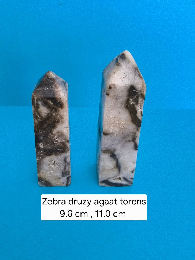 Zebra druzy agaat torens, Ophalen of Verzenden, Mineraal