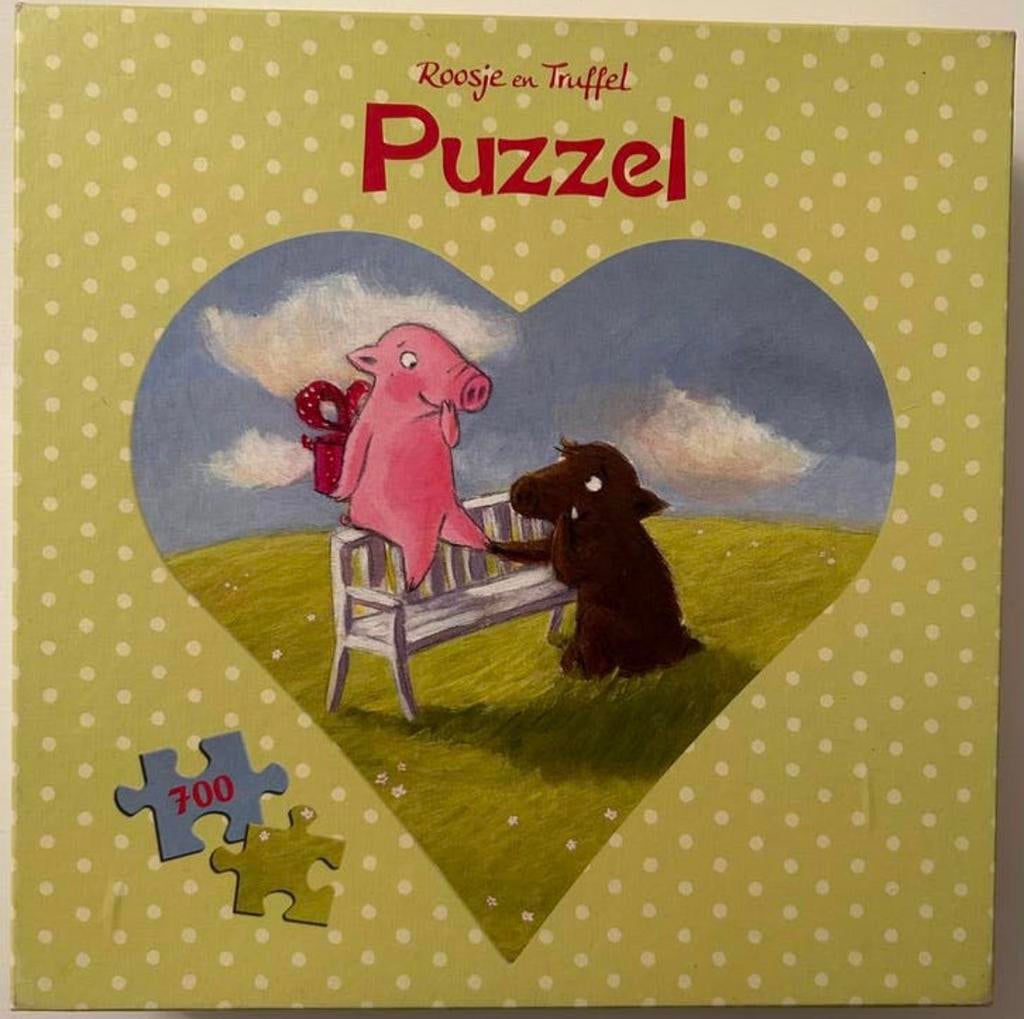 Leuke hartvormige puzzel van Roosje en Truffel 700 stukjes, Ophalen of Verzenden, Minder dan 500 stukjes, Zo goed als nieuw, Legpuzzel