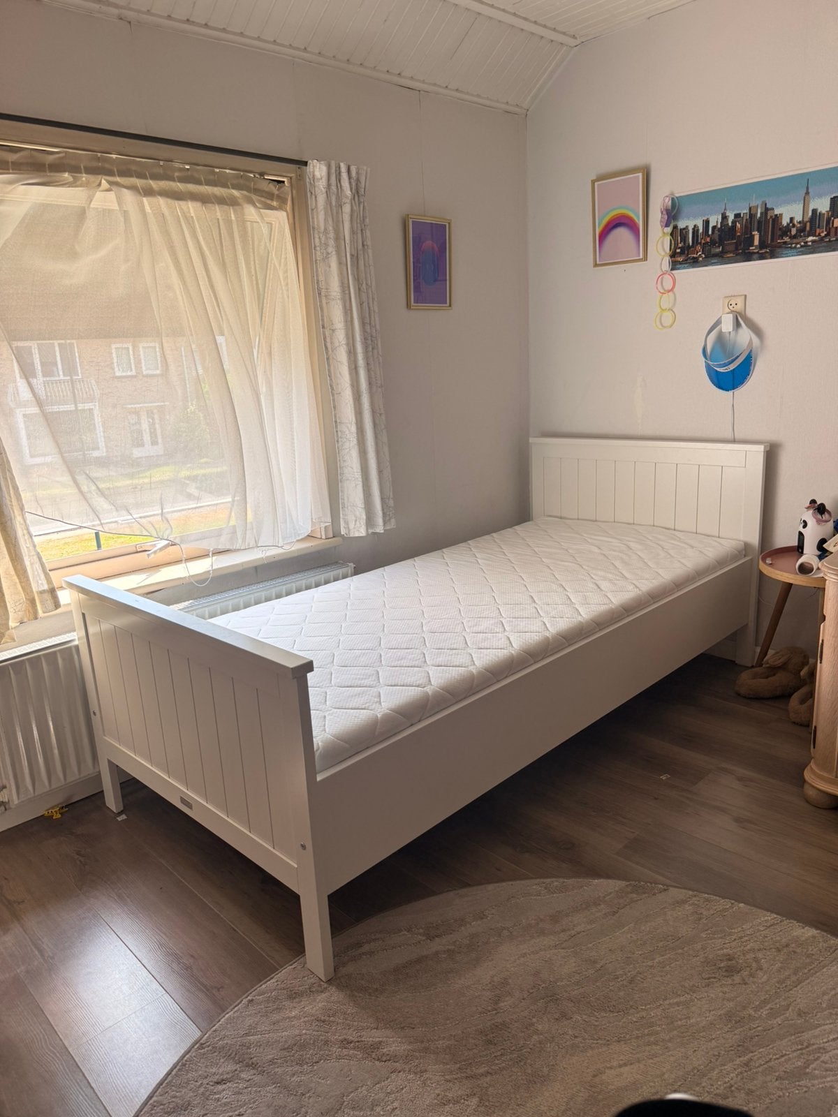 Coming kids eenpersoonsbed + lattenbodem 90x200, Ophalen, 85 tot 100 cm, Zo goed als nieuw, Matras