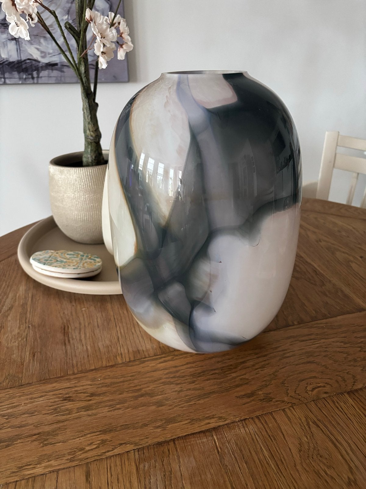 H&M Home Organische Glazen Vaas Abstract Patroon H&M Home, Ophalen, Nieuw, Glas, Meerkleurig