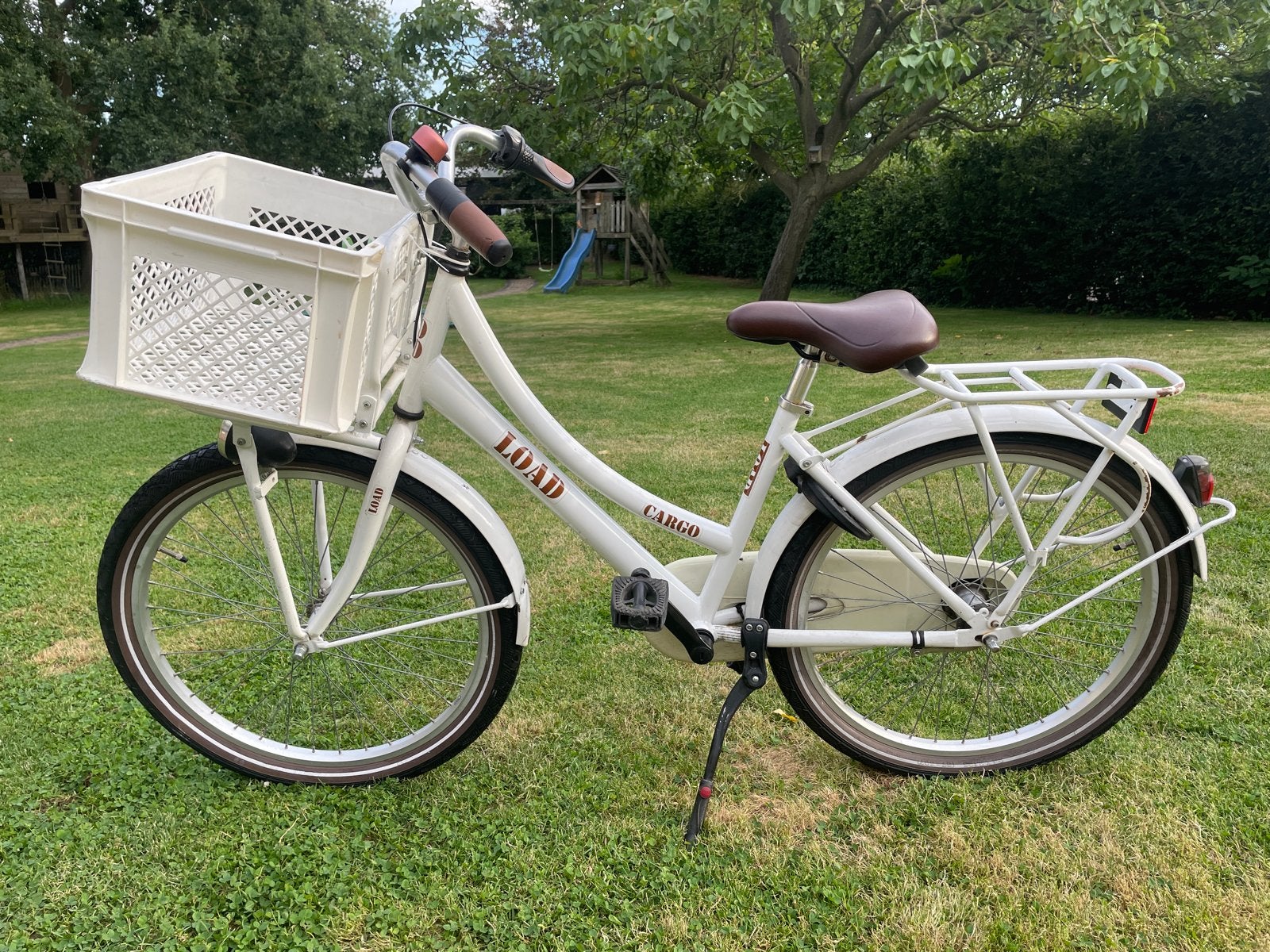 Witte Load Cargo Kinderfiets 24 inch met mand, Fietsen en Brommers, Ophalen, Terugtraprem, Versnellingen, Gebruikt