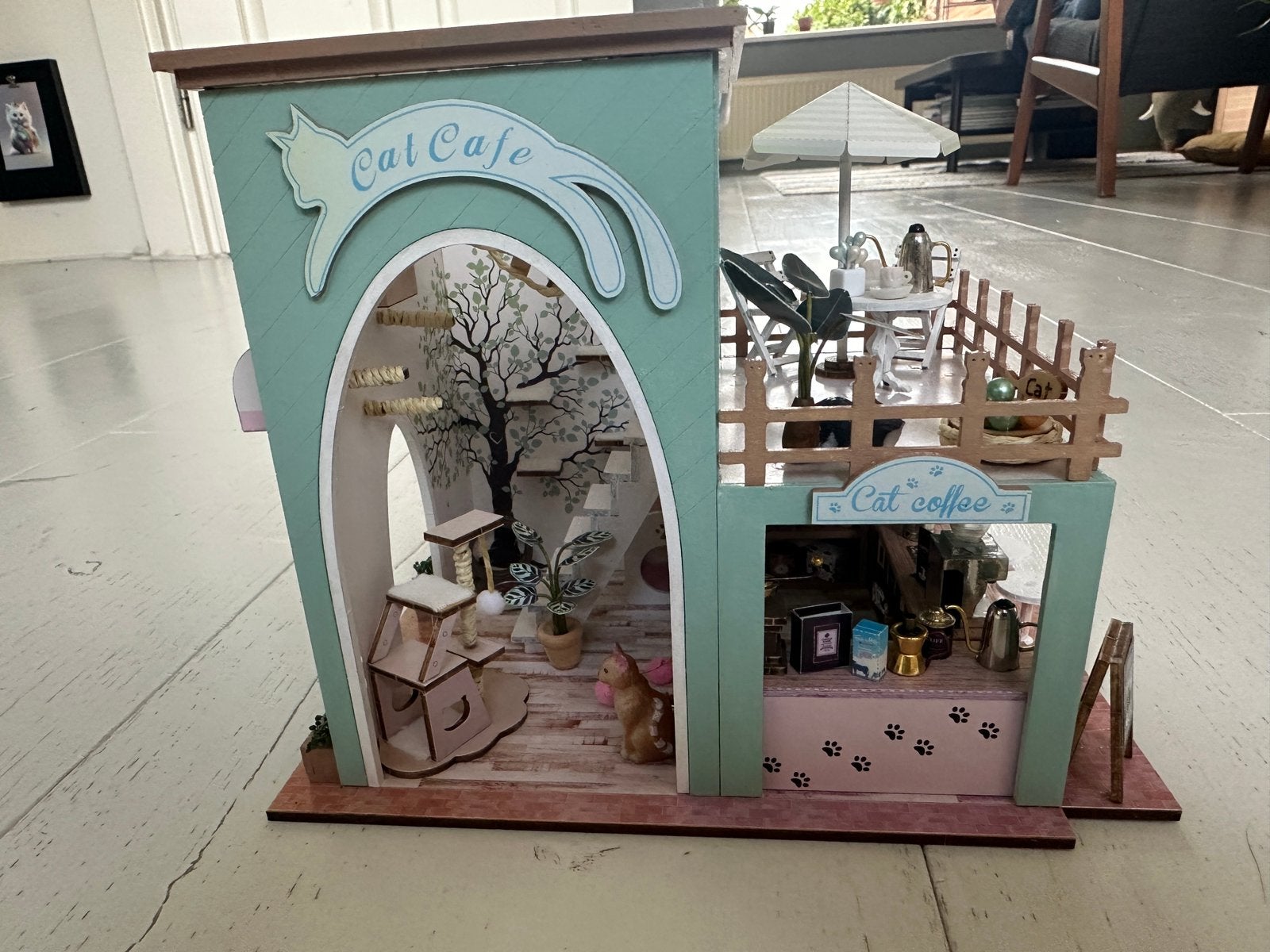 Uniek handgemaakt Cat Café – miniatuur – decoratie, Ophalen of Verzenden, Nieuw, Groter dan 1:32