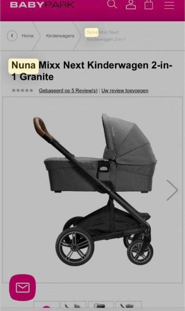 Kinderwagen van Nuna, Mixx Treaded 2 in 1, Gebruikt, Met reiswieg, Ophalen, Kinderwagen