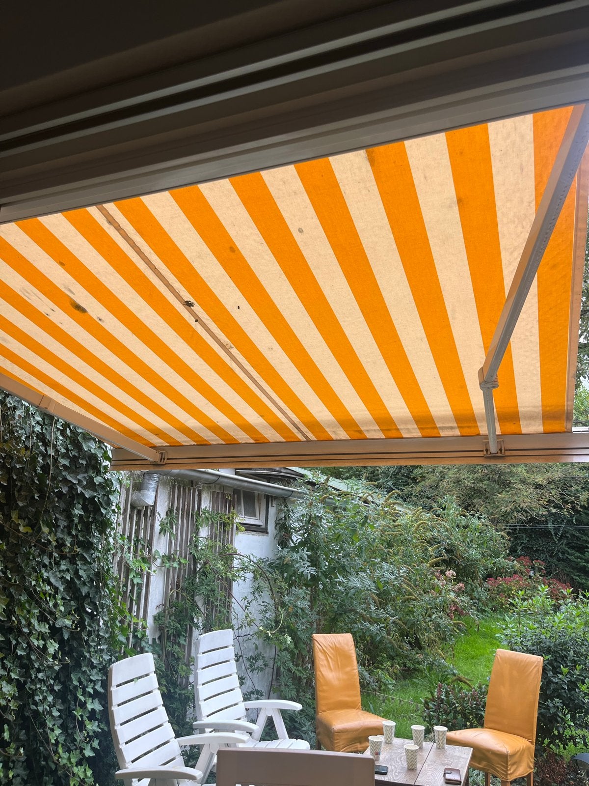Zonnescherm - Knikarmscherm (Gebruikt), Tuin en Terras, Ophalen, Gebruikt, 150 tot 300 cm, 250 cm tot 450 cm
