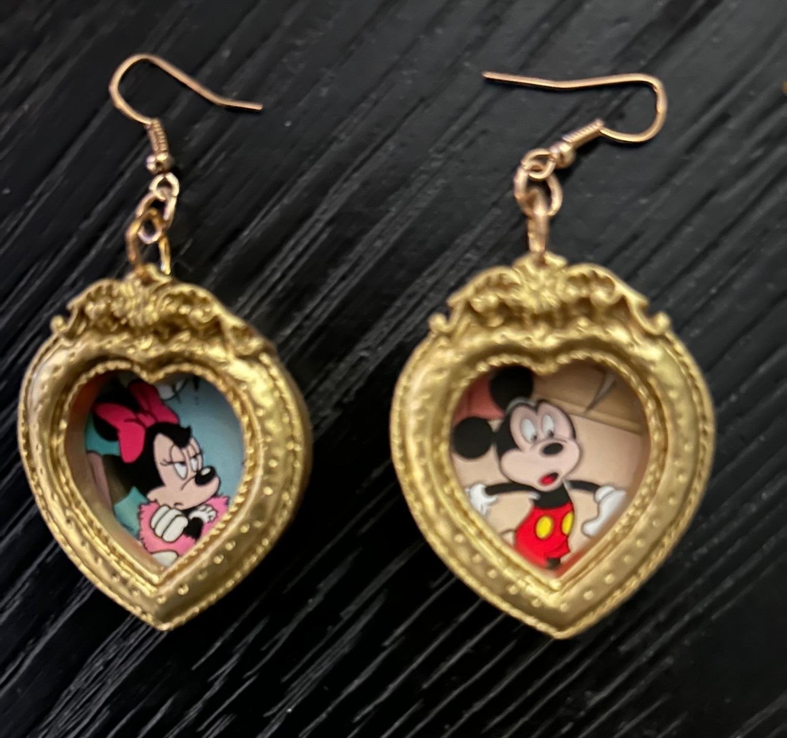 Mickey en Minnie Mouse Oorbellen - Goudkleurig, Overige materialen, Hangers, Nieuw, Ophalen of Verzenden