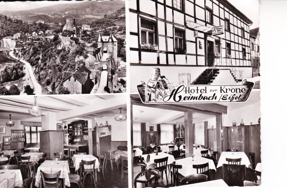 Reclame kaartje Hotel zur Krone Heimbach/Eifel, Ophalen of Verzenden, 1960 tot 1980, Ongelopen, Duitsland