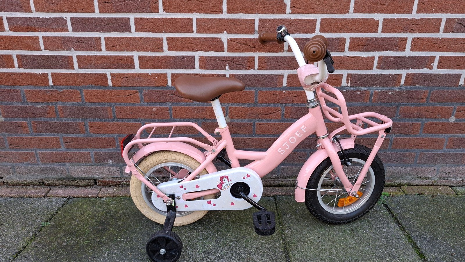 Sjoef kinderfiets 12 inch, Ophalen, Terugtraprem, Zijwieltjes, Gebruikt