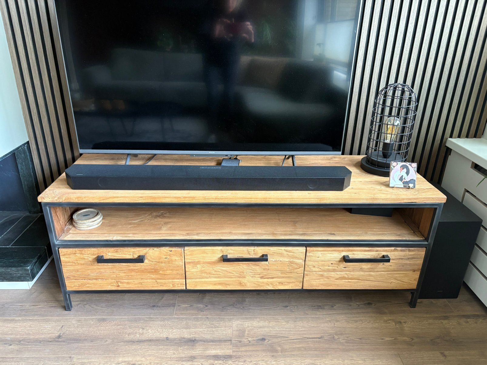 TV Meubel, Ophalen, 100 tot 150 cm, Teakhout, Nieuw