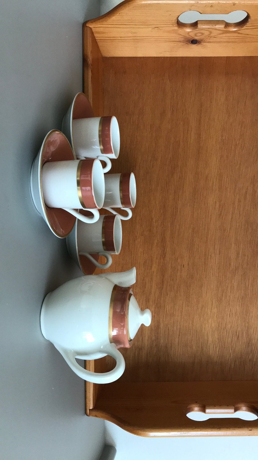 Vintage theekopjes+ potje, Ophalen of Verzenden, Gebruikt, Overige materialen