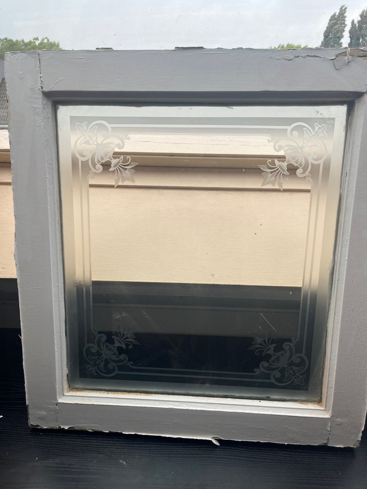 antiel raampje met geerts glas, Doe-het-zelf en Verbouw, Ophalen, Gebruikt, Raamkozijn, Minder dan 75 cm