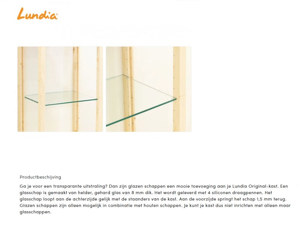 Lundia Schap helder glas 80x30 in zeer nette staat, Ophalen, Zo goed als nieuw