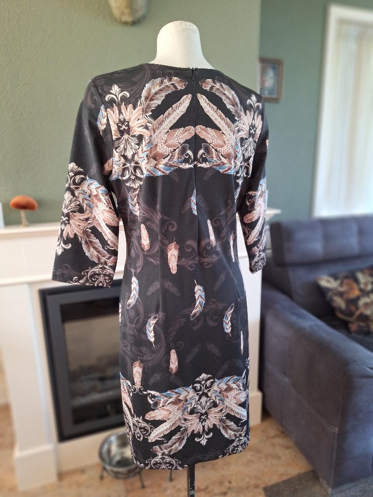 Batida zwart grijze gevoerde jurk mt 3 38 M, Kleding | Dames, Jurken, Verzenden, Zwart, Maat 42/44 (L), Zo goed als nieuw