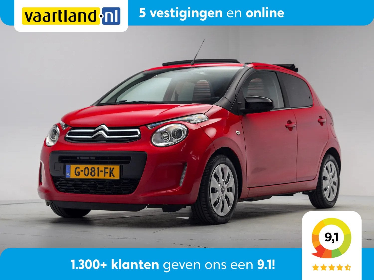 Citroën C1 1.0 VTi Airscape Feel [ Opendak Airco ], 4 stoelen, C1, Origineel Nederlands, Bedrijf