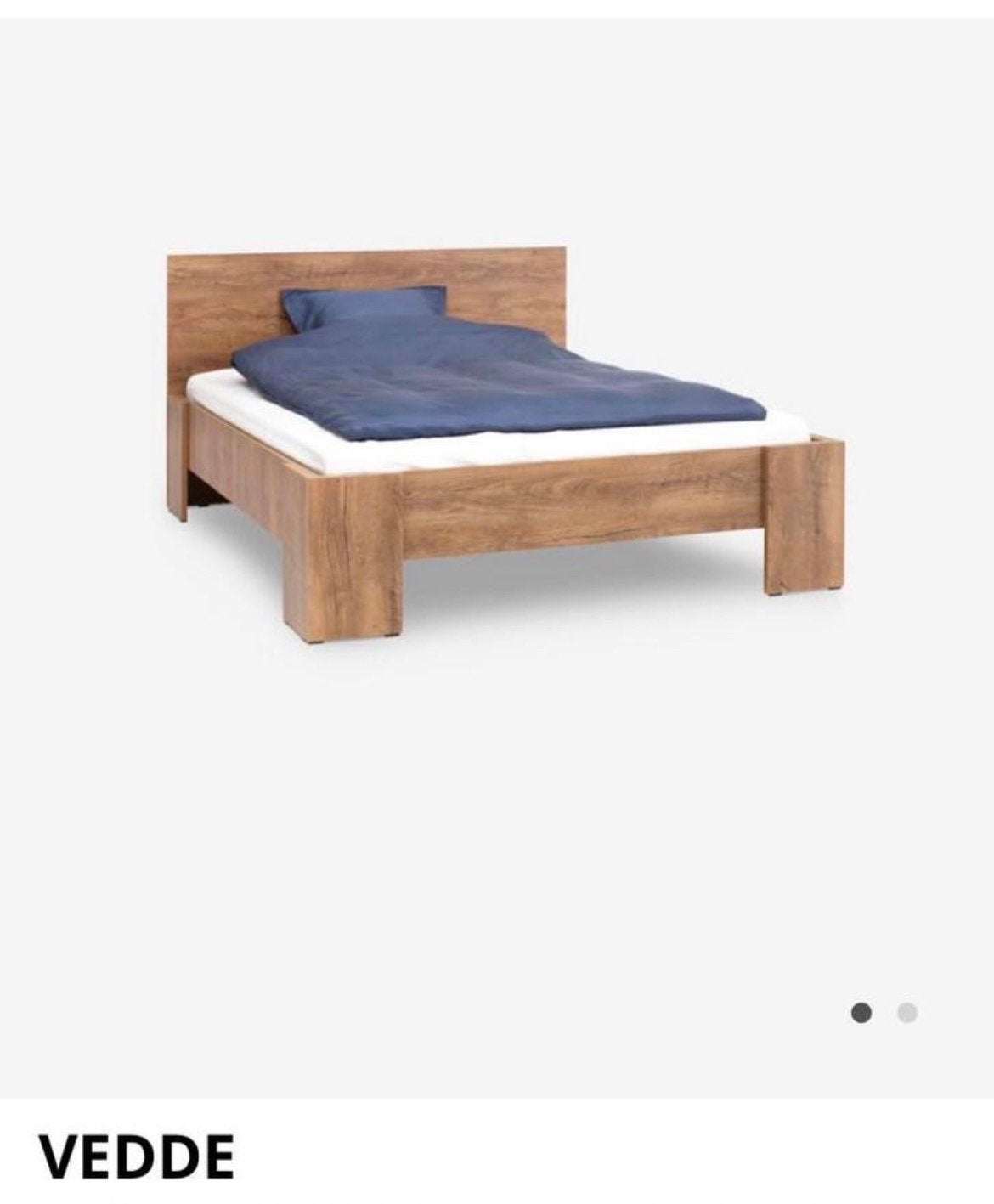 Jysk Vedde bedframe 140x200 cm met matras, Ophalen, Gebruikt, Bruin, Tweepersoons