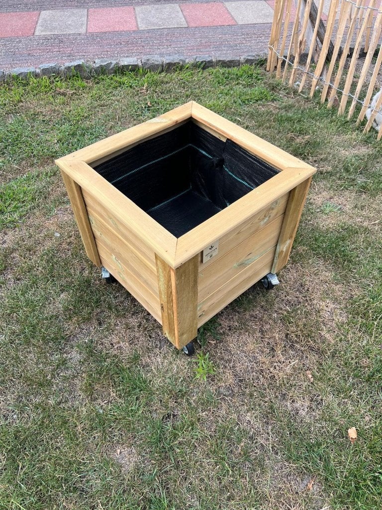 Vierkante plantenbak met wielen, Ophalen, Minder dan 60 cm, Vierkant, Nieuw