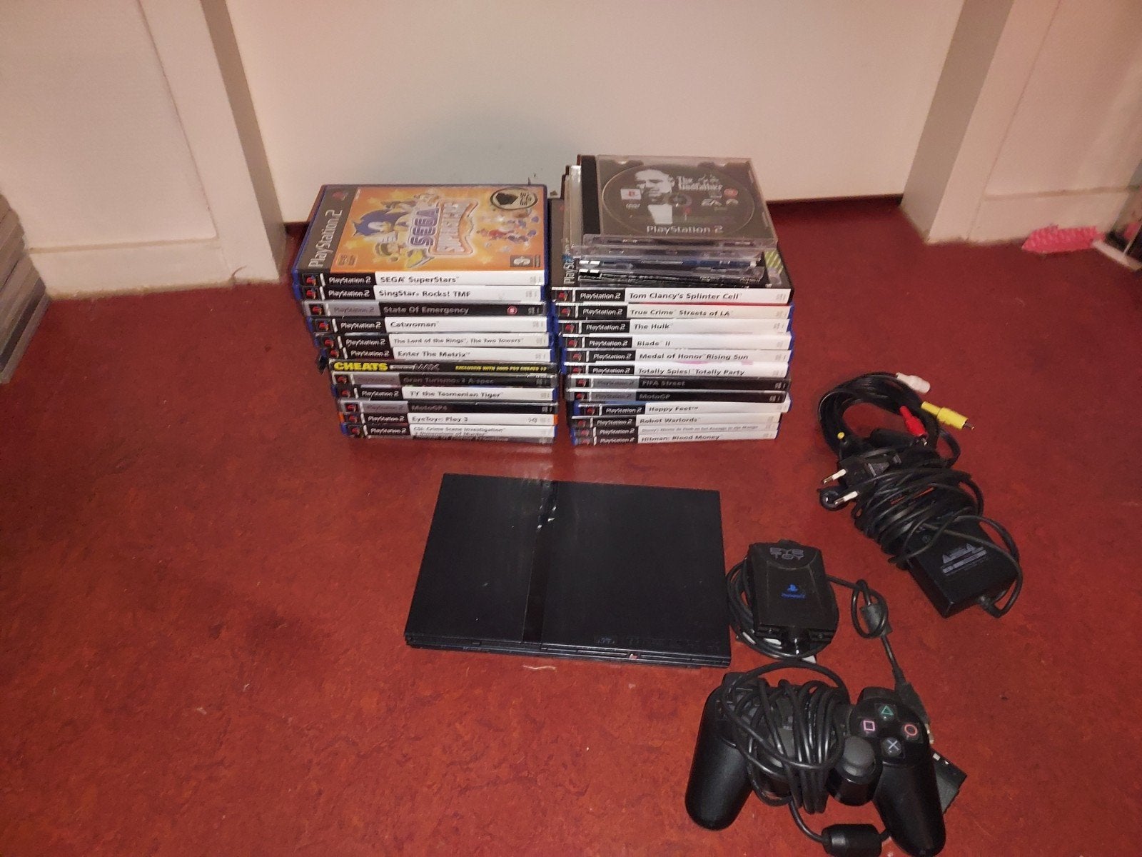 PlayStation 2 Slim met diverse games, Ophalen, Zwart, Met games, Refurbished