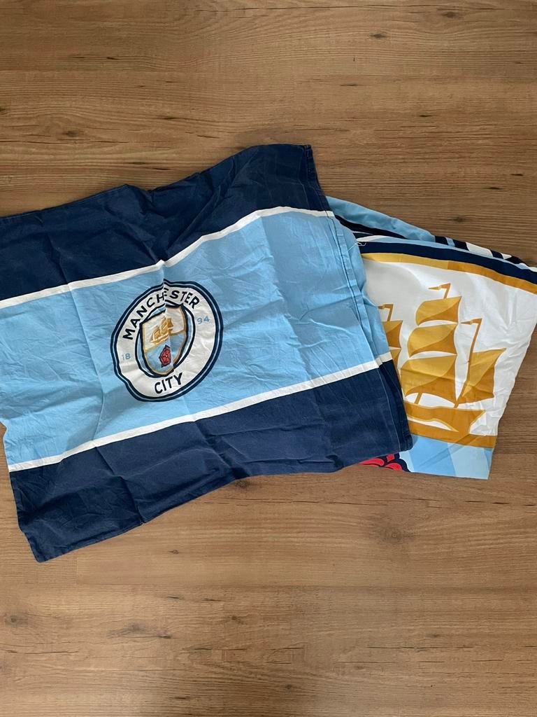 Dekbedovertrek en kussen Manchester city 1p, Ophalen, Gebruikt, Dekbedovertrek, Jongetje of Meisje