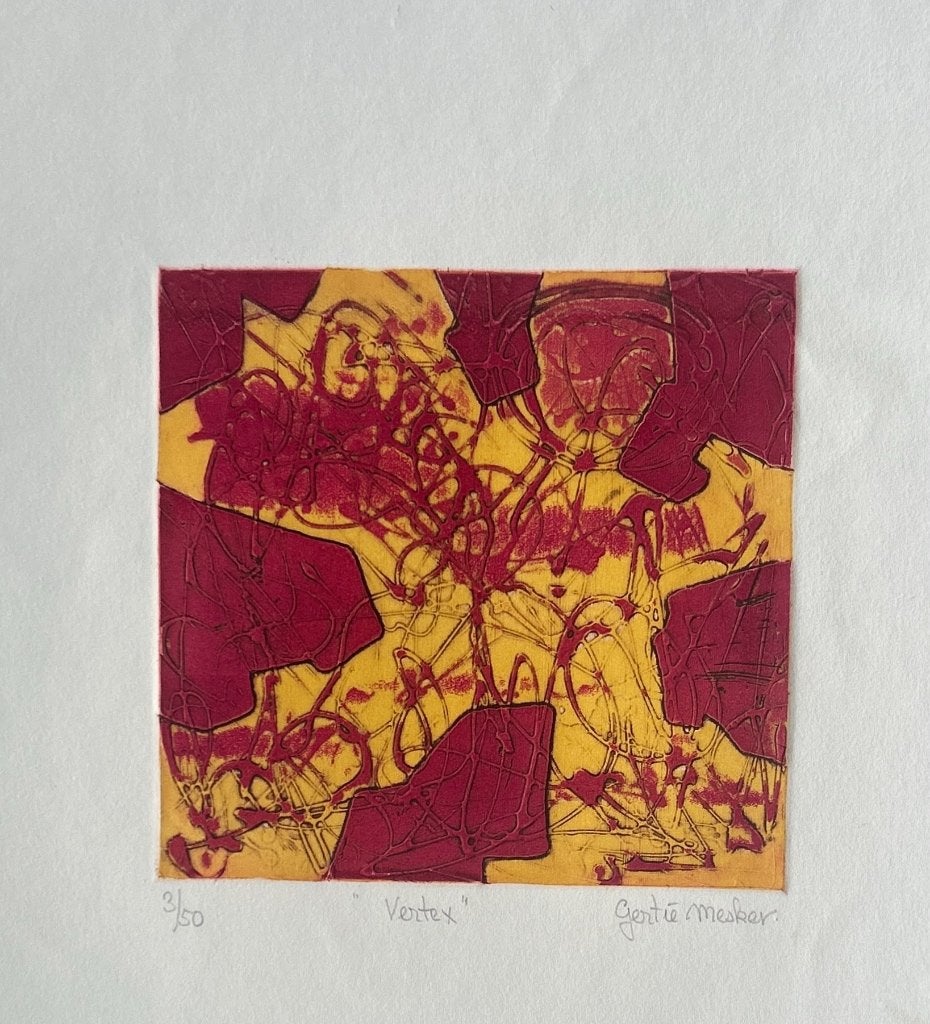 Ets Gertie Mesker - Vertex, Antiek en Kunst, Kunst | Litho's en Zeefdrukken, Gesigneerd, Verzenden, Abstract, Ets