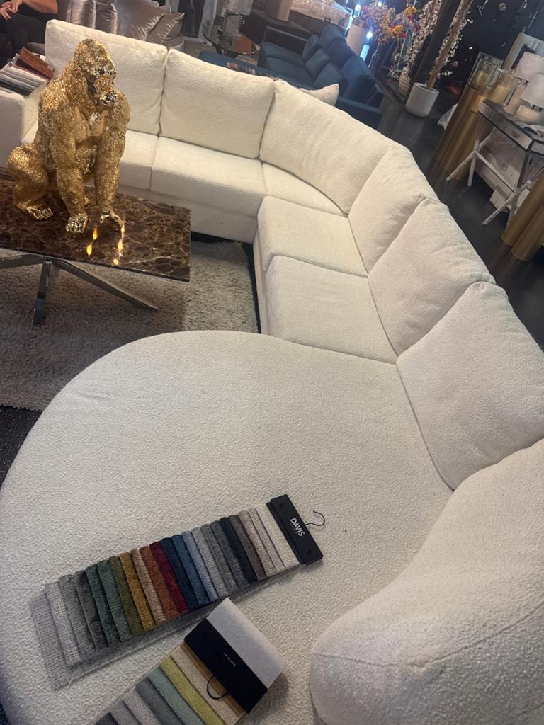 Luxe Witte Hoekbank met Ronde Chaise Longue, Huis en Inrichting, Banken | Sofa's en Chaises Longues, 300 cm of meer, Ophalen of Verzenden