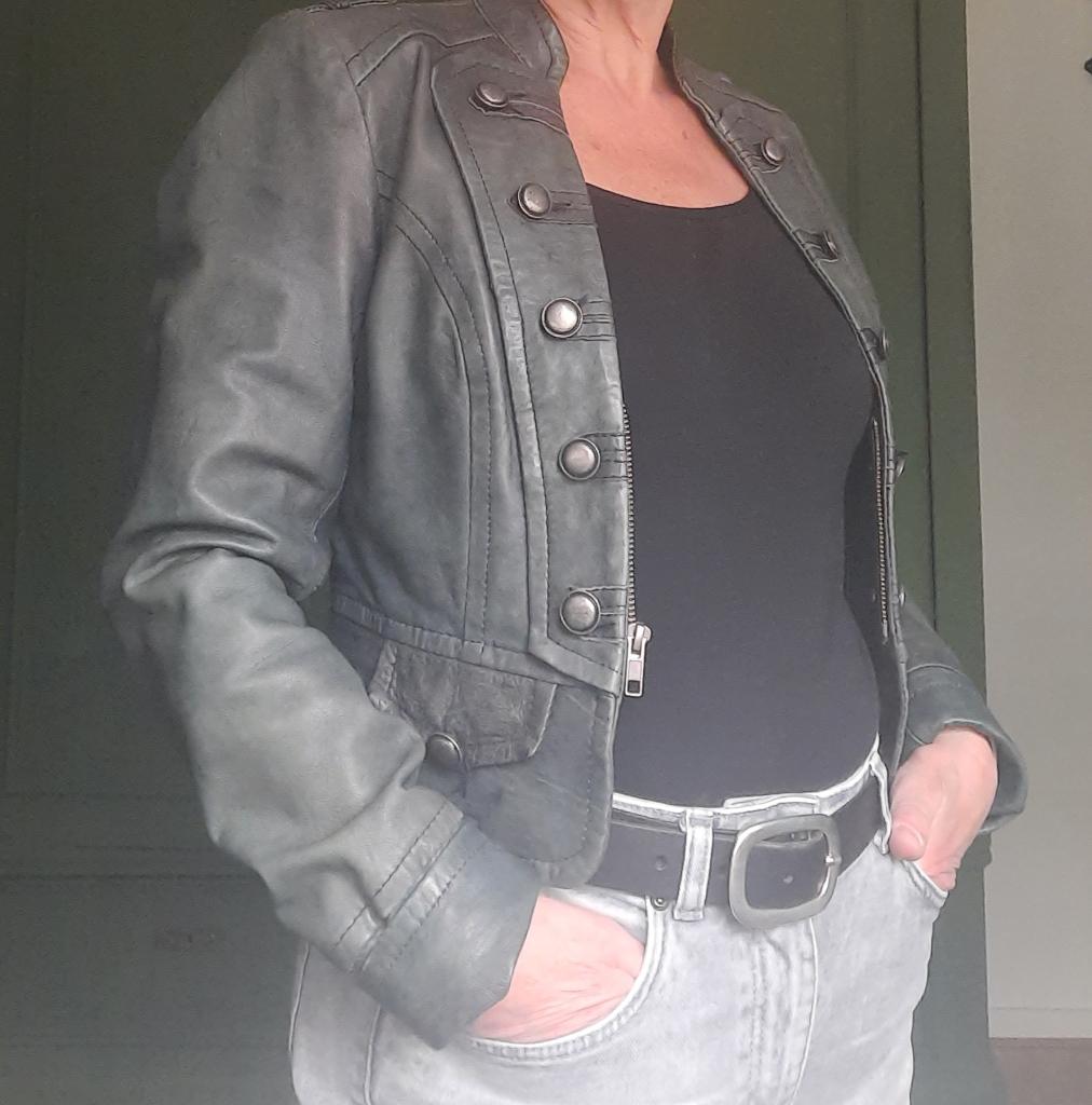 Lederen jasje, Ophalen of Verzenden, Jasje, Maat 36 (S), Groen