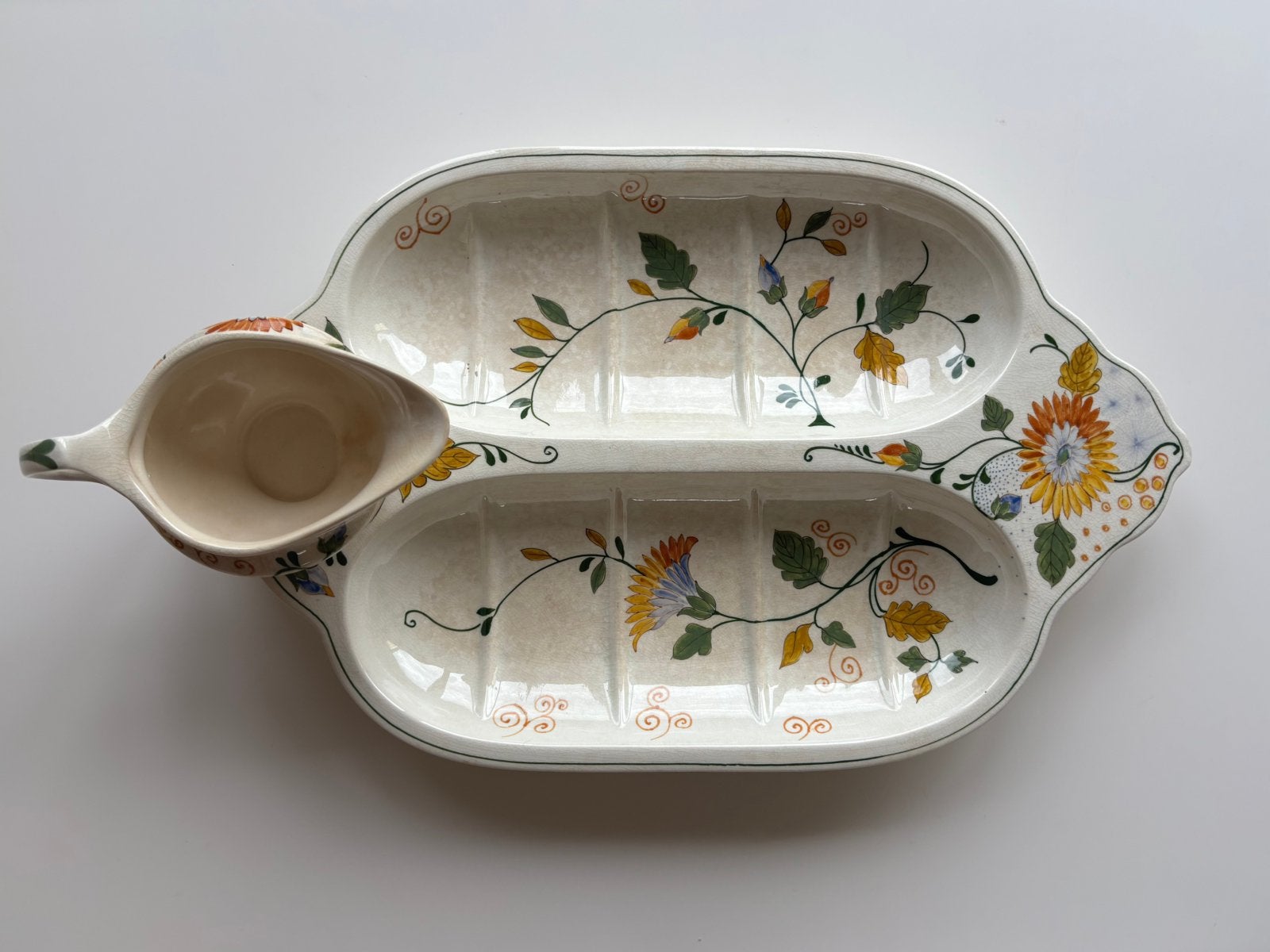 Gouds Plateel Juliette aspergeschaal met kommetje, Ophalen of Verzenden