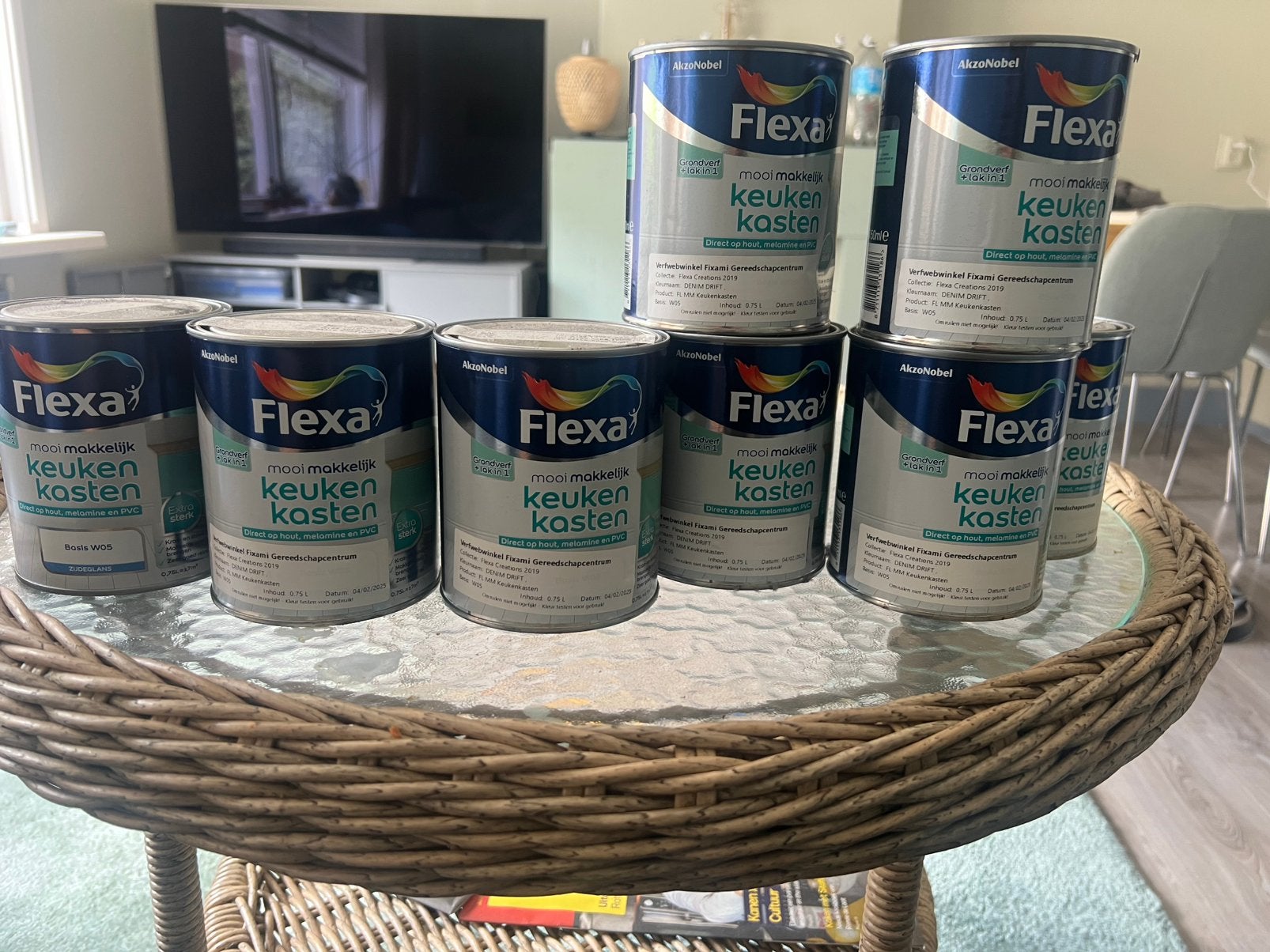 Flexa keuken kasten grondverf+ lak denim drift 0,75 liter, Ophalen, Nieuw, Lak