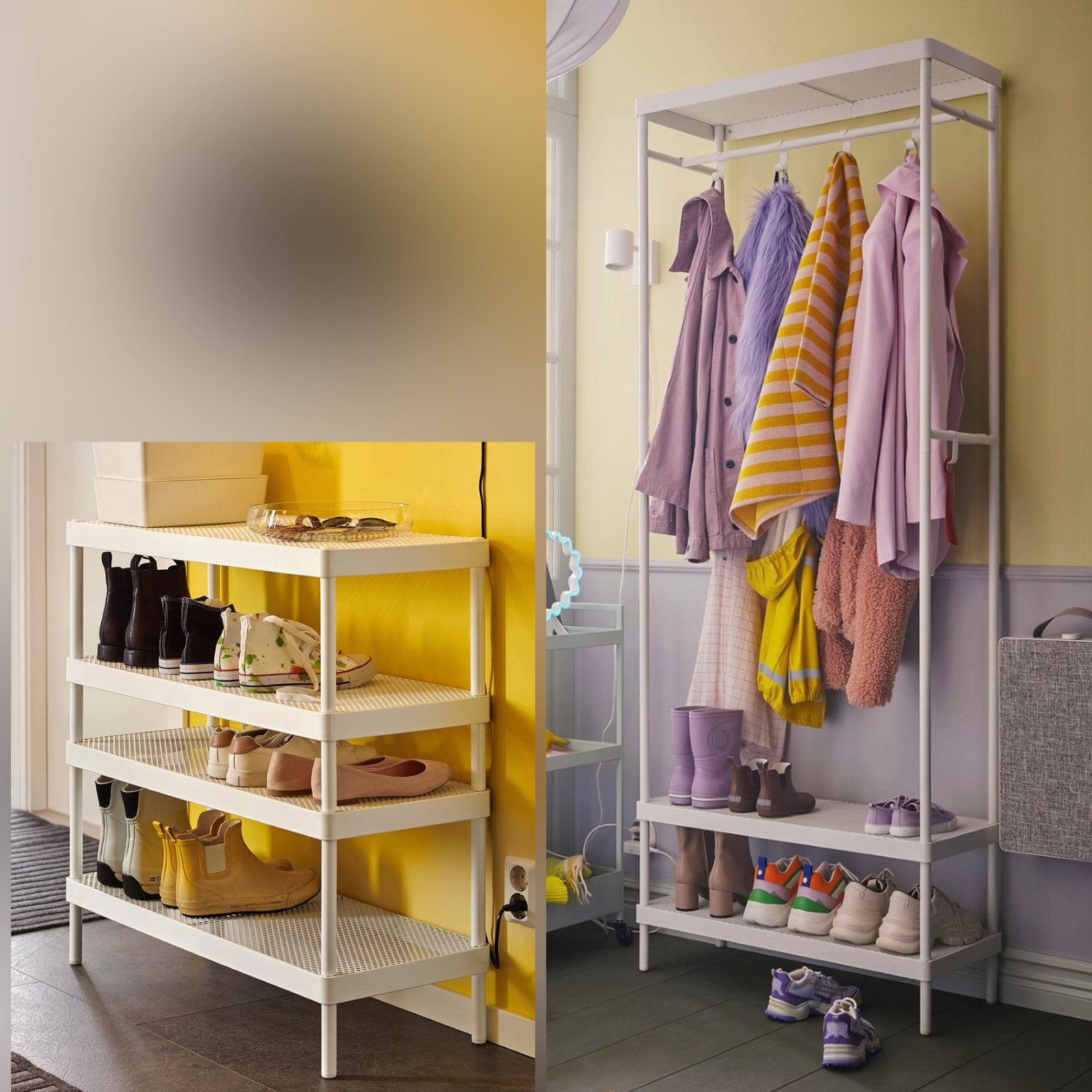 Ikea double 4lagen schoenenrek stelingkast en kapstok metaal, Ophalen of Verzenden, Zo goed als nieuw