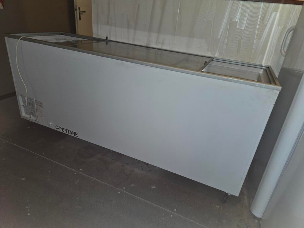 Grote vrieskist met glazen schuifdeksels, Vrieskist, Gebruikt, Vrijstaand, 90 cm of meer