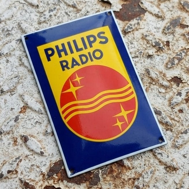 Emaille Reclamebord PHILIPS Radio Jaren 50 Vintage Plaat 90s, Verzenden, Gebruikt, Reclamebord
