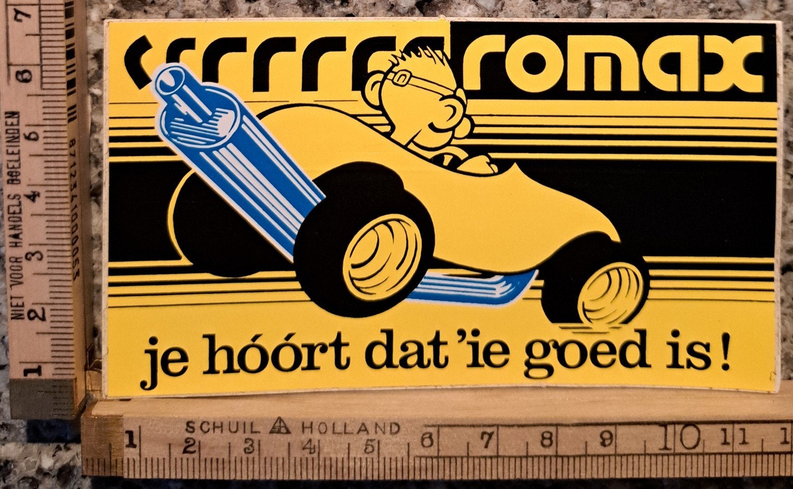 Vintage sticker Romax uitlaten je hoort dat ie goed is, Ophalen of Verzenden, Zo goed als nieuw, Overige typen