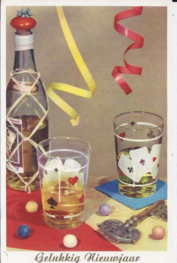 Kr1548 oude gelopen ansichtkaart gelukkig nieuwjaar, Ophalen of Verzenden, 1960 tot 1980, Gelopen, Feest(dag)