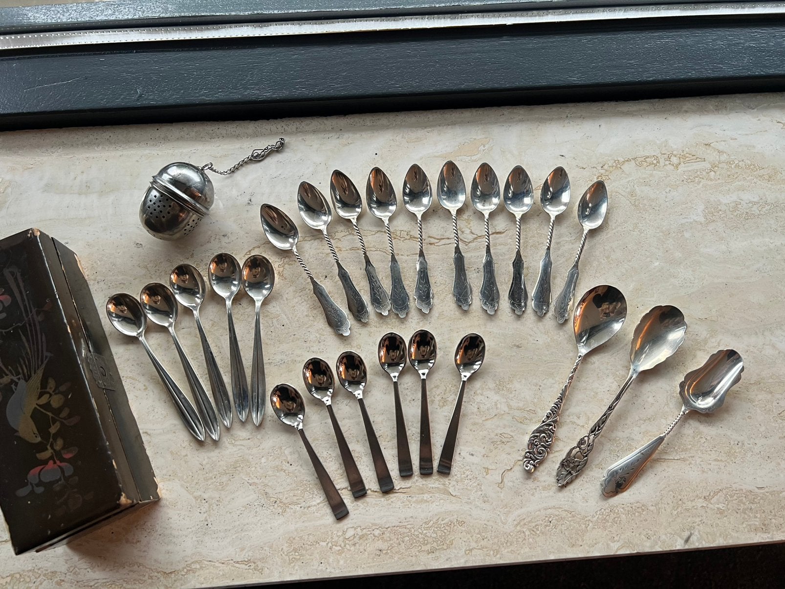 Oude bestekverzameling Sola en divers – met kistje, Ophalen of Verzenden