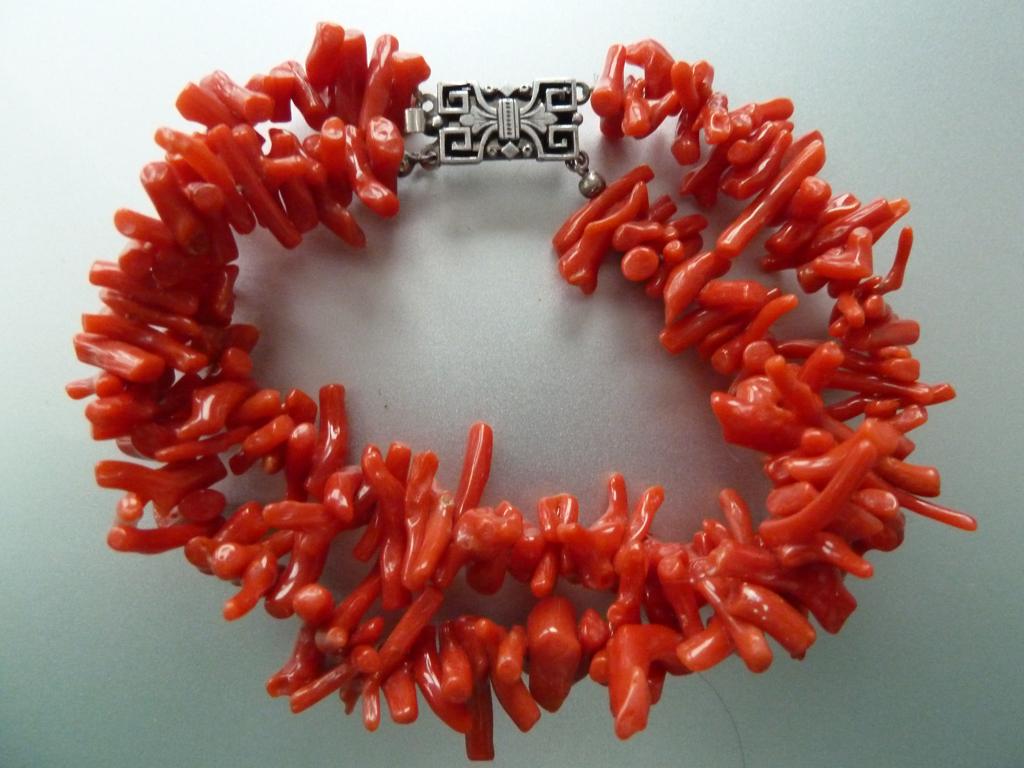 Armband met dubbele rij natuurlijk Sardijns bloedkoraal zgan, Verzenden, Zo goed als nieuw, Rood, Overige materialen
