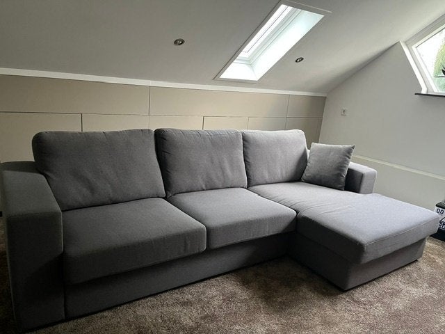 Loungebank - grijs, Ophalen, 250 tot 300 cm, Gebruikt, 125 tot 150 cm