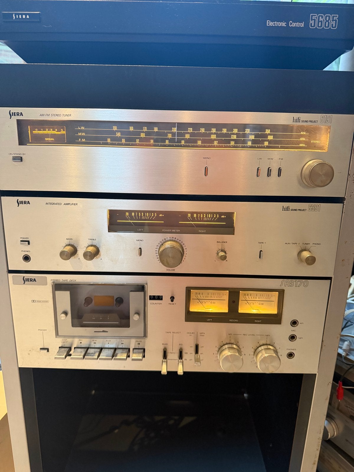 Vintage Siera Hifi Sound Project Stereo Set met Platenspeler, Gebruikt, Cassettedeck, Losse componenten, Ophalen