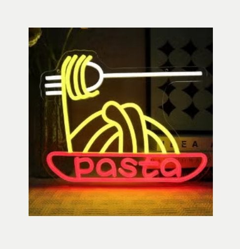 LED lamp neon stijl Pasta (35x28cm), Ophalen of Verzenden, Nieuw, Lichtbak of (neon) lamp