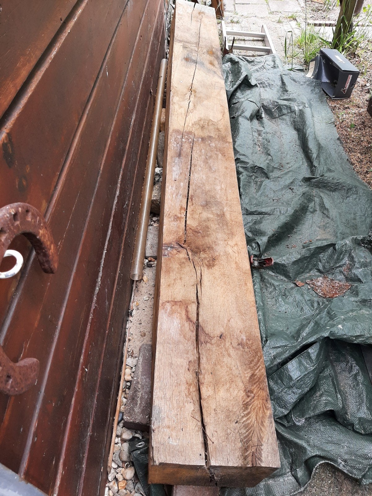 Eiken balk, Doe-het-zelf en Verbouw, Hout en Planken, Ophalen, Eiken, 50 mm of meer, Balk