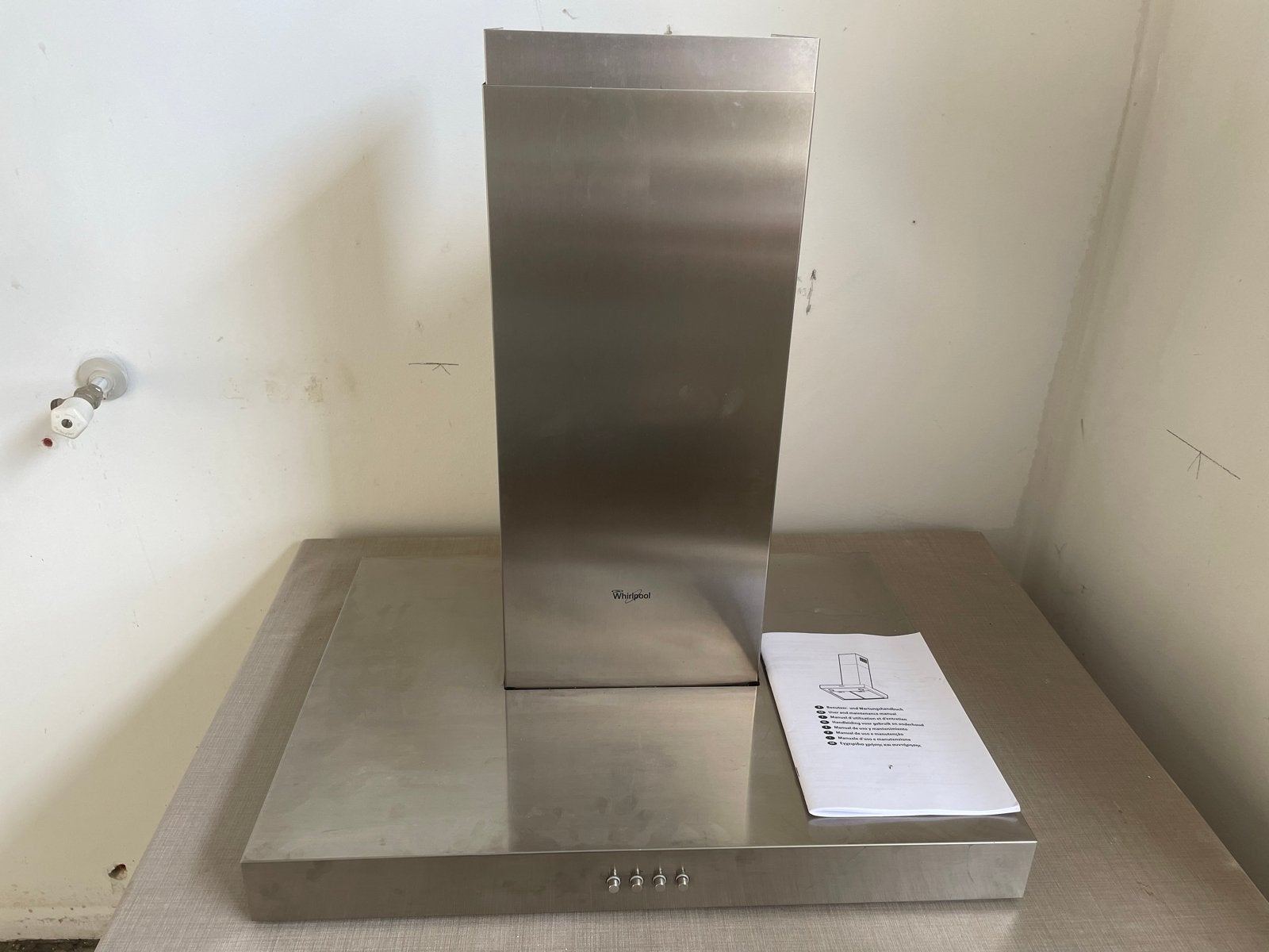 Whirlpool afzuigkap - RVS - 60 cm breed, Ophalen, Gebruikt, Wandschouwkap, Vrijstaand