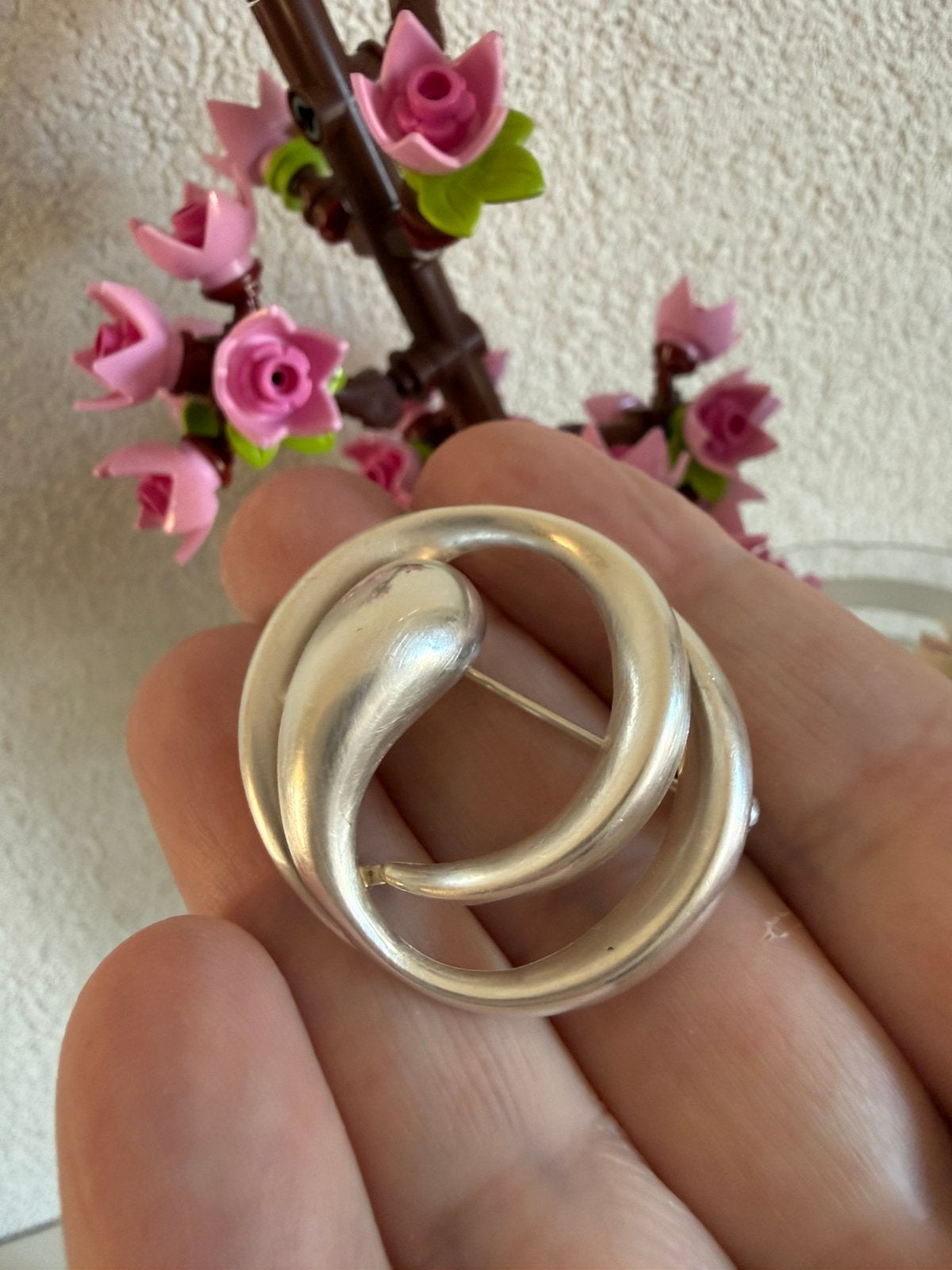 H217/Zilveren Vintage ANDREAS DAUB Modernist broche, Gebruikt, Verzenden, Minder dan 4 cm, X