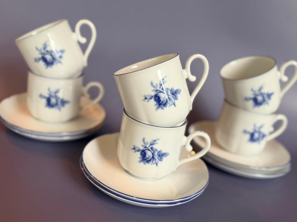 Set van 6 porseleinen kopjes met schotels Seltmann Weiden DE, Ophalen of Verzenden