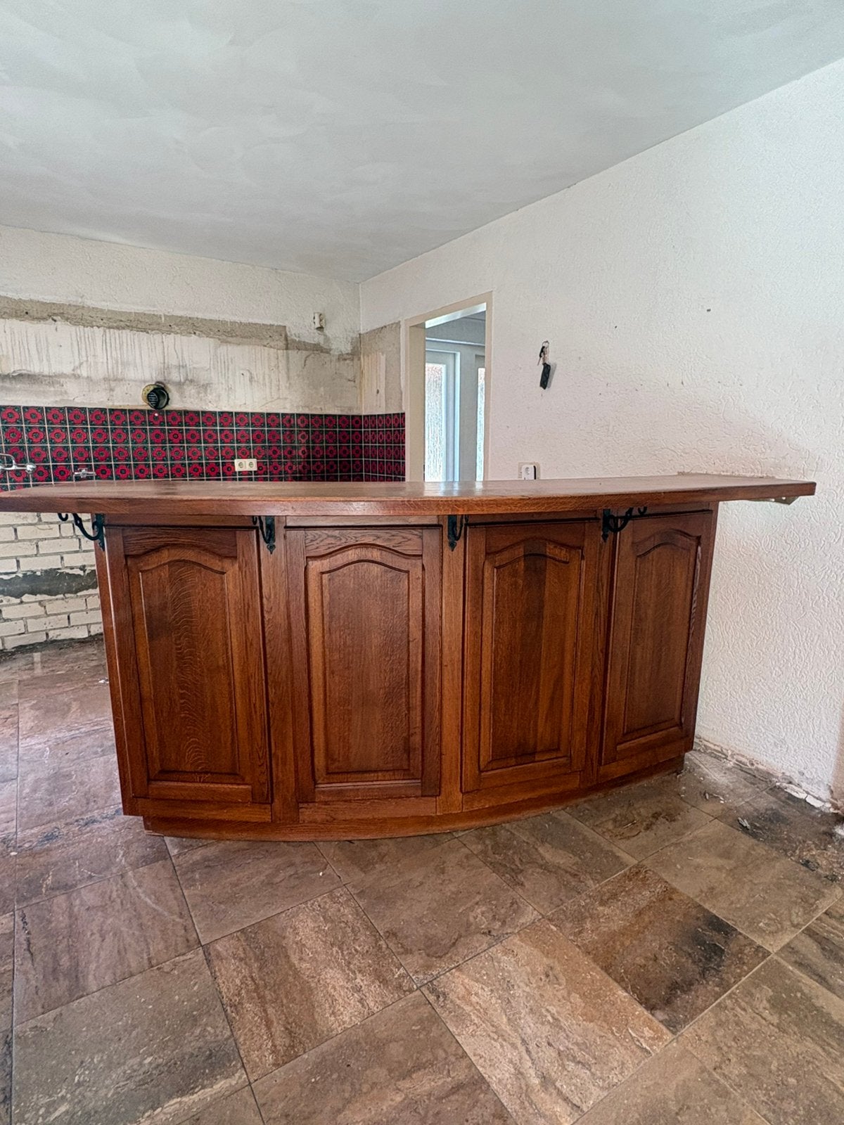 Originele jaren 70 bar van massief hout, Ophalen, Gebruikt