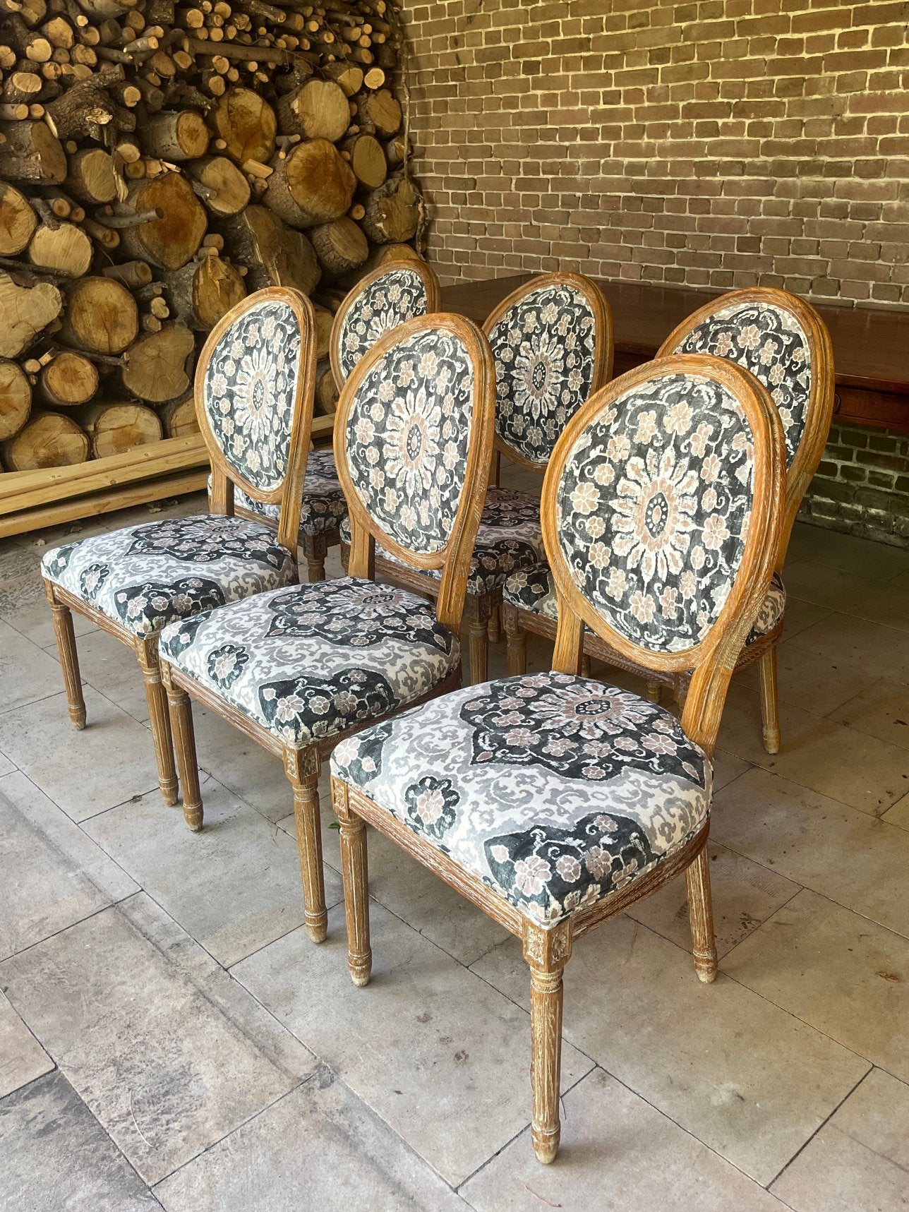 Set of 6 Dining Chairs - Wood - Cushion Seat - Cushion Back, Ophalen