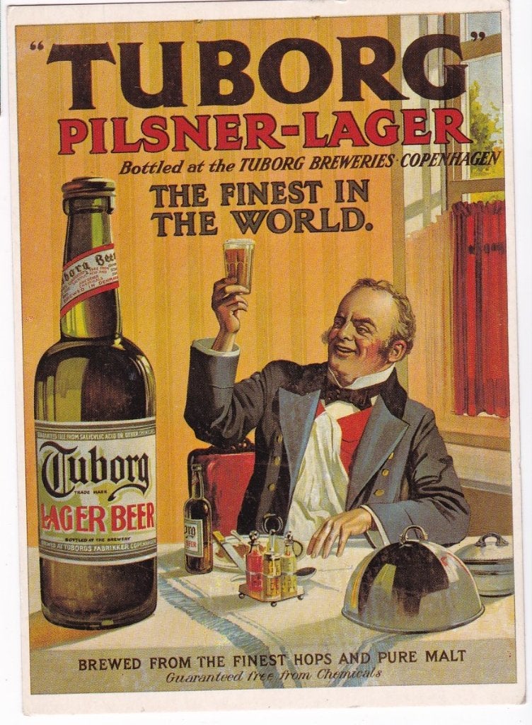 Tuborg Pilsner. mooie Repro van original uit 1910 Copenhagen, Ophalen, Nieuw, Overige typen, Overige merken