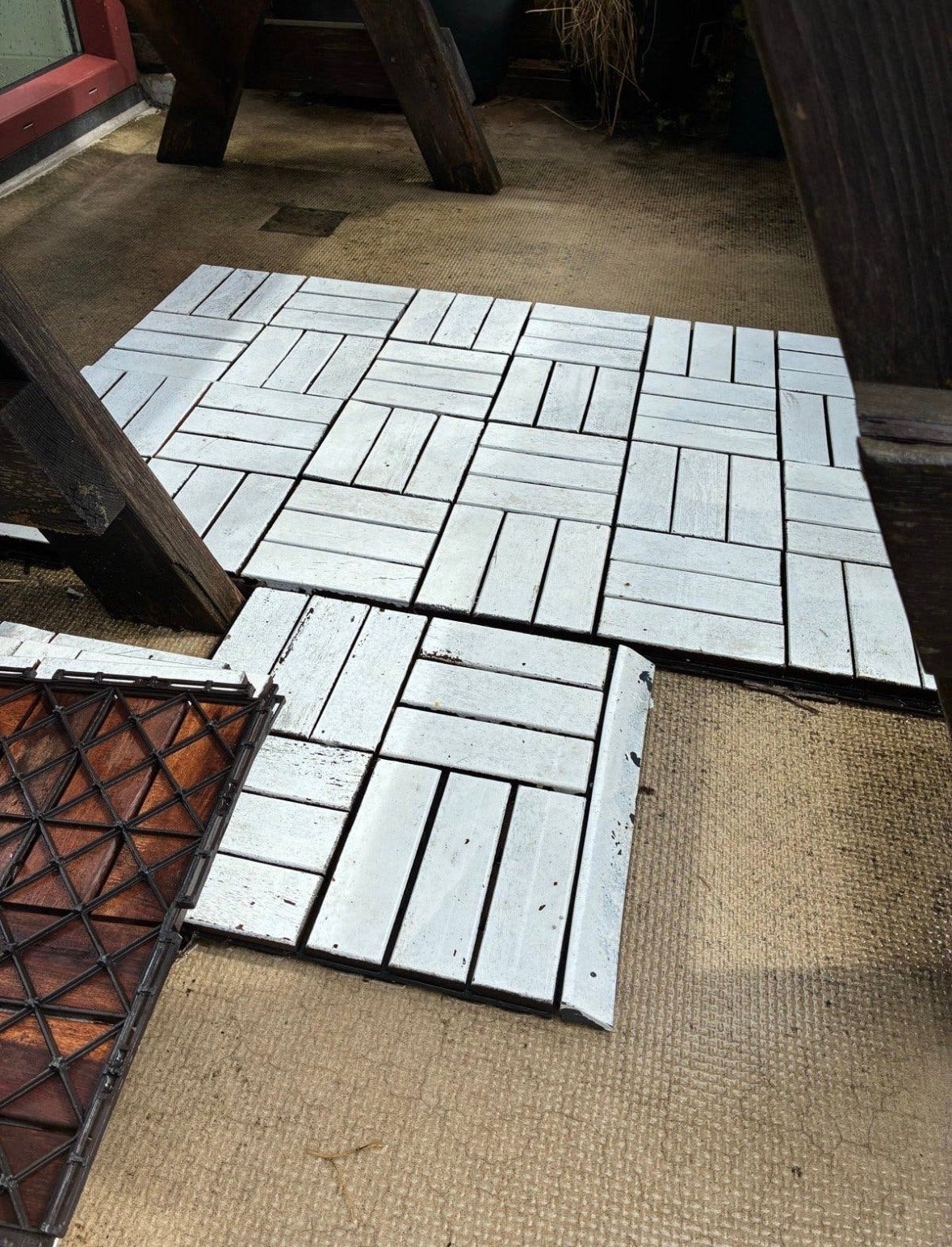 22 IKEA Vloertegels wit geverfd - kunnen originele kleur wor, Ophalen, Gebruikt, Minder dan 5 m², Hout