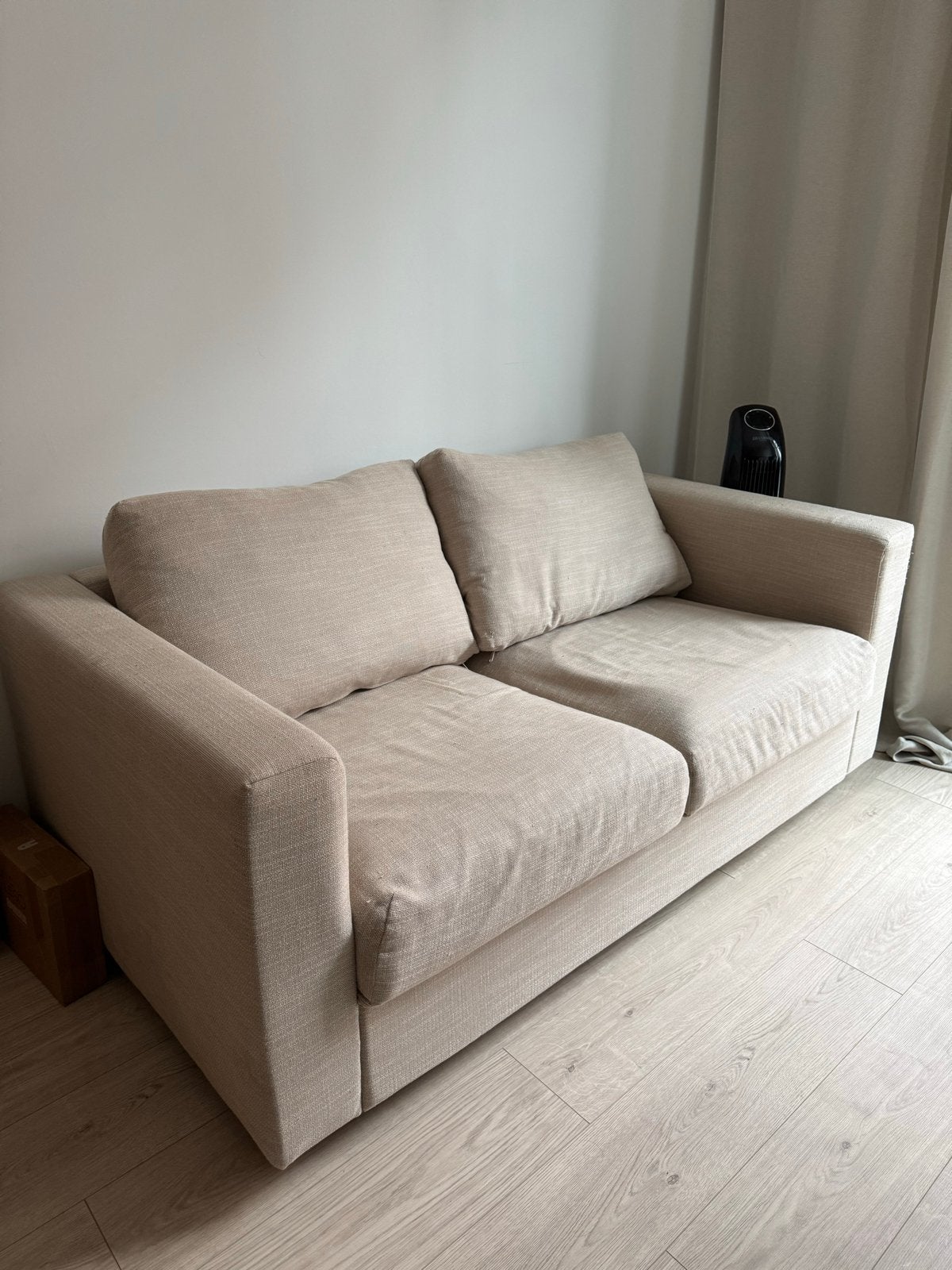 Comfortabele 2-zitsbank - Beige stof, Ophalen, Gebruikt, 150 tot 200 cm, Tweepersoons