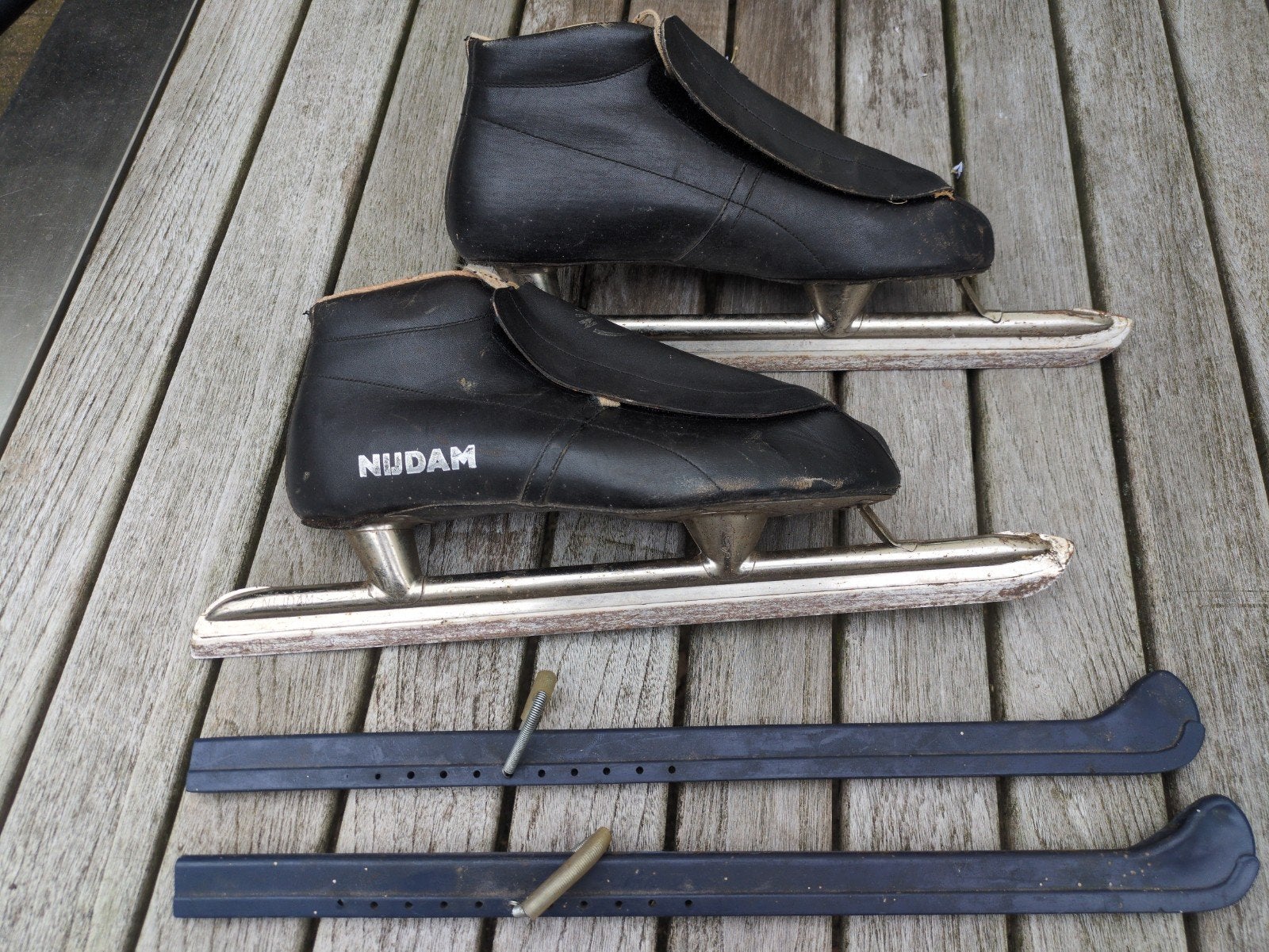 Nijdam Schaatsen Maat 45 met Houten Slijpbokje, Sport en Fitness, Schaatsen, Ophalen, Gebruikt, Noren, Nijdam