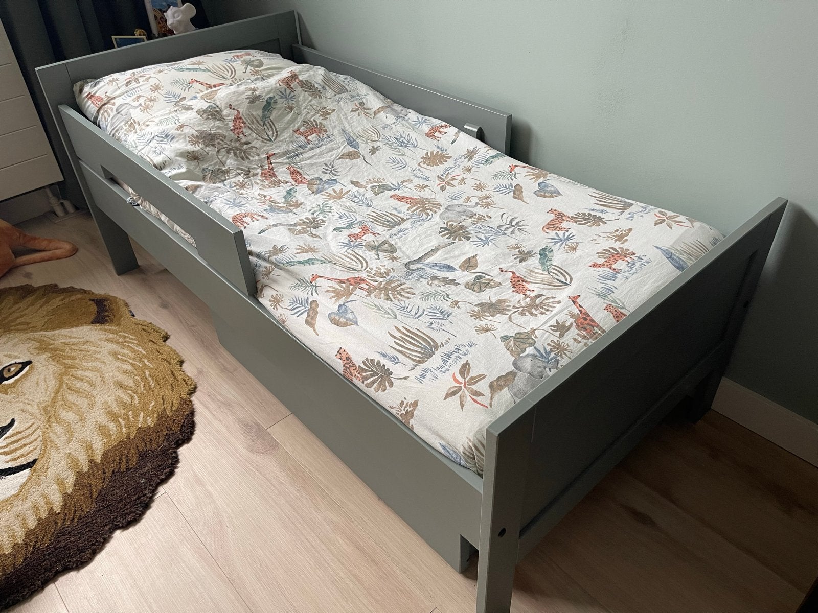 Kleuterbed Felix II zeegroen met lade en matras, Ophalen, Gebruikt, 70 tot 85 cm, 140 tot 160 cm