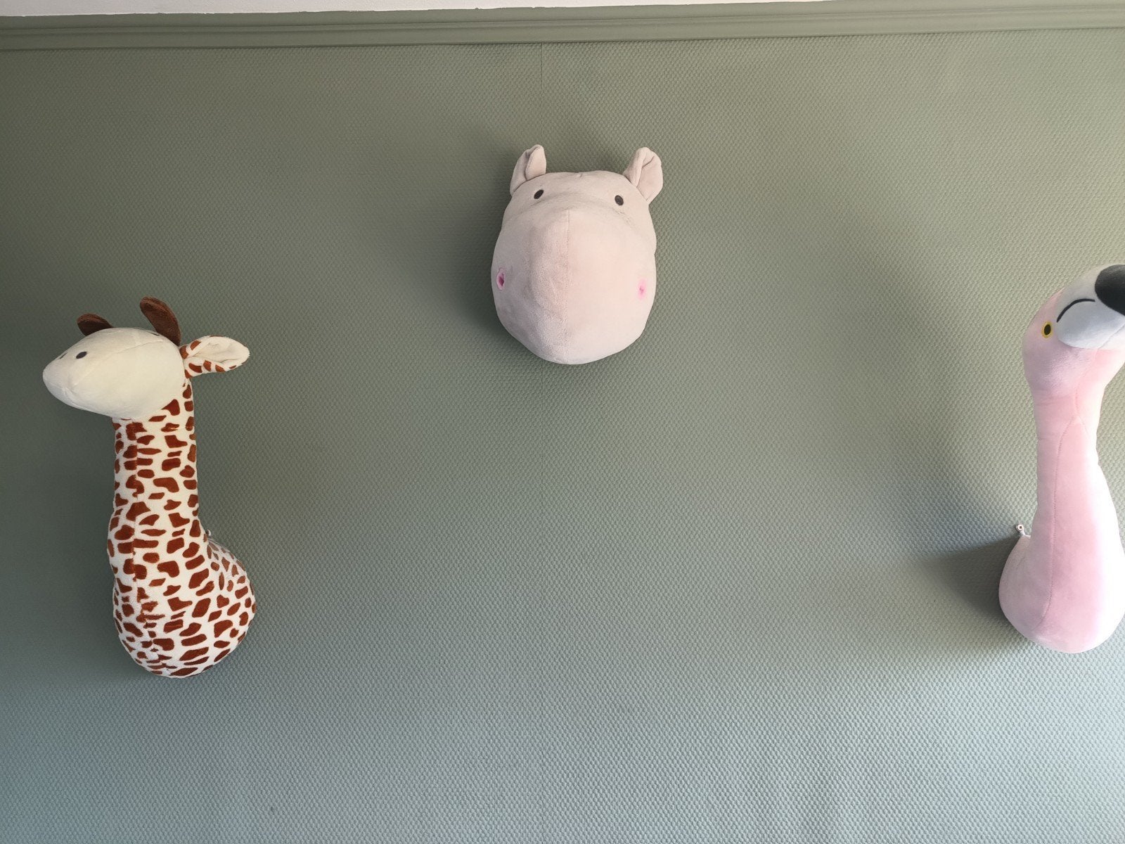 Pluche dierenkoppen muur, Ophalen, Zo goed als nieuw, Wanddecoratie