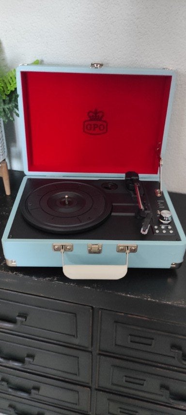 Retro platenspeler in koffer blauw GPO, Ophalen of Verzenden, Niet werkend, Platenspeler, Overige merken