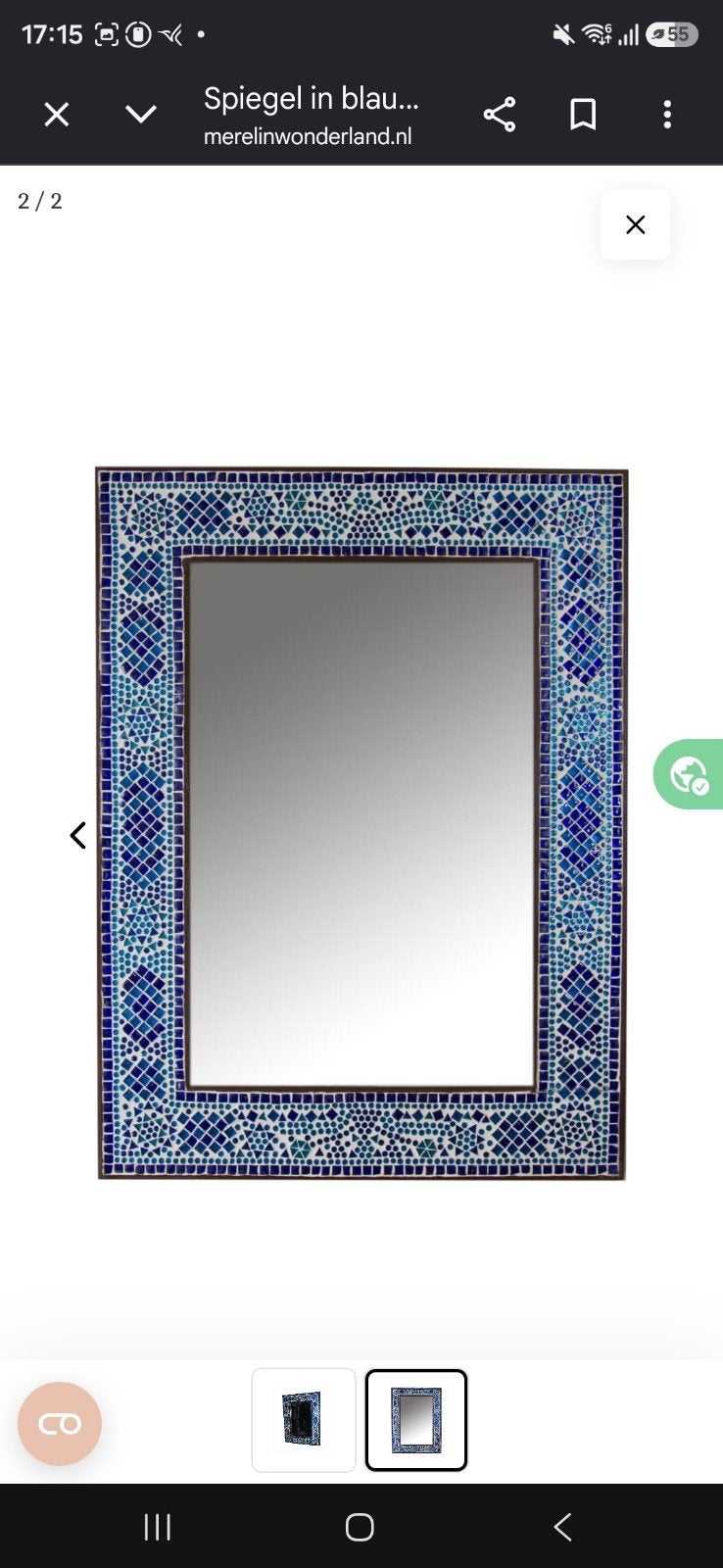 Foto 3 van Prachtige mozaïek spiegel met blauwe tinten